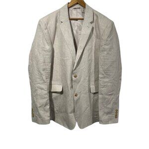 Cubavera Mens 100% Linen Single Breasted Blazer Jacket Sz XL Beige NWT $225